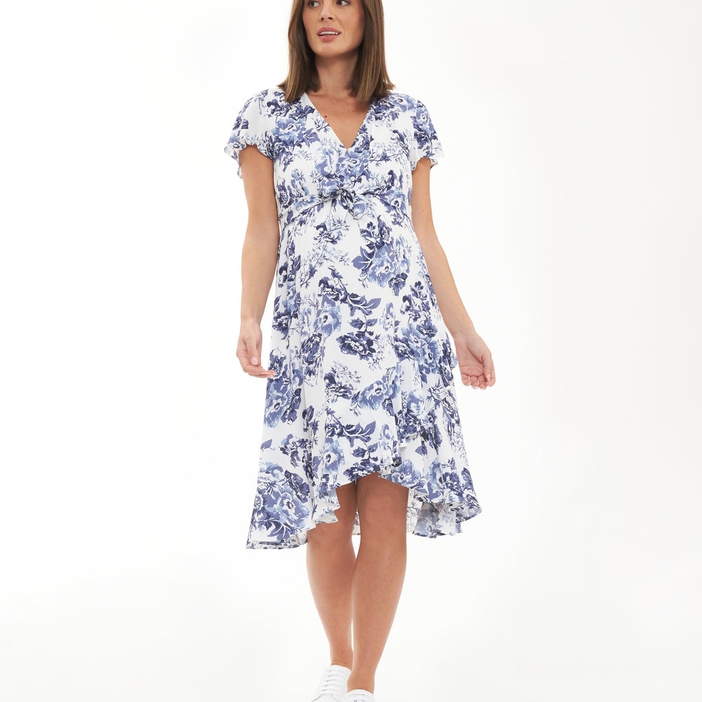 Floral Blue and White Dress